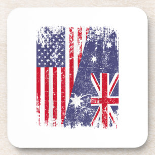 AUSTRALIA ROOTS Half-American Flag AUSTRALIË Bier Onderzetter