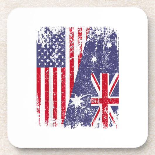 AUSTRALIA ROOTS Half-American Flag AUSTRALIË Bier Onderzetter (Voorkant)