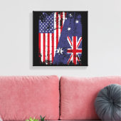 AUSTRALIA ROOTS Half-American Flag AUSTRALIË Canvas Afdruk (Insitu (Woonkamer))