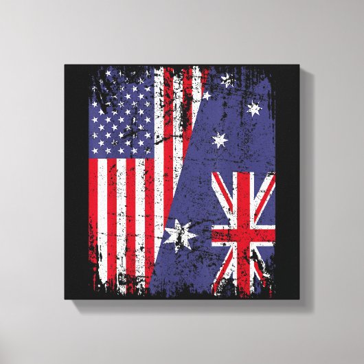 AUSTRALIA ROOTS Half-American Flag AUSTRALIË Canvas Afdruk (Voorkant)
