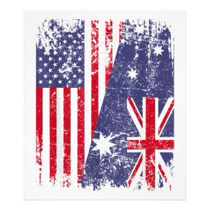 AUSTRALIA ROOTS Half-American Flag AUSTRALIË Foto Afdruk