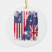 AUSTRALIA ROOTS Half-American Flag AUSTRALIË Keramisch Ornament (Voorkant)