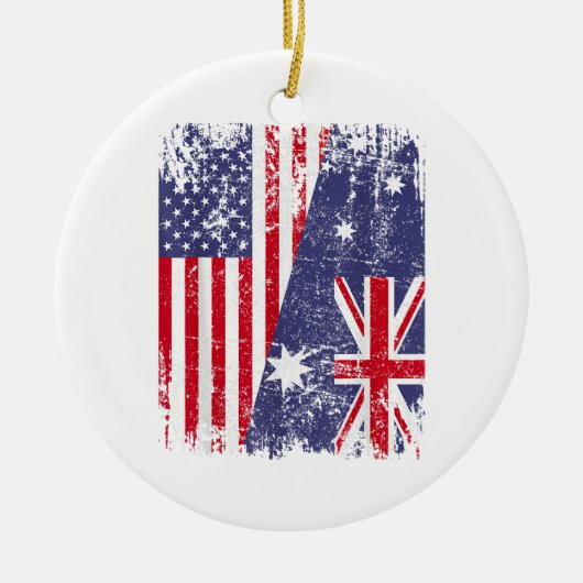 AUSTRALIA ROOTS Half-American Flag AUSTRALIË Keramisch Ornament (Voorkant)
