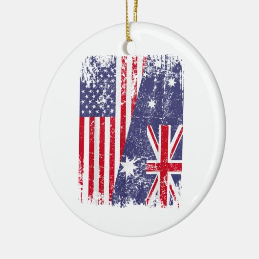AUSTRALIA ROOTS Half-American Flag AUSTRALIË Keramisch Ornament (Links)