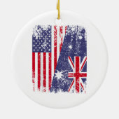 AUSTRALIA ROOTS Half-American Flag AUSTRALIË Keramisch Ornament (Achterkant)