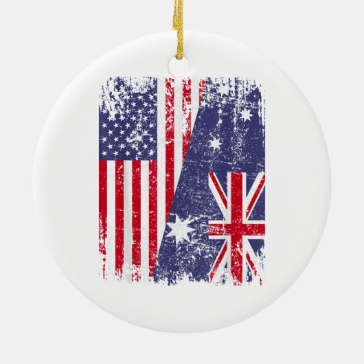 AUSTRALIA ROOTS Half-American Flag AUSTRALIË Keramisch Ornament (Achterkant)