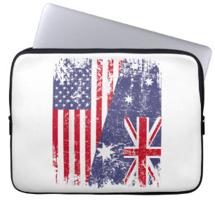 AUSTRALIA ROOTS Half-American Flag AUSTRALIË Laptop Sleeve