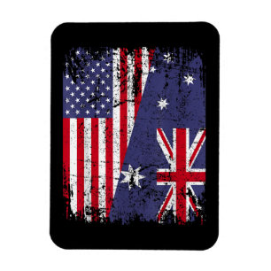 AUSTRALIA ROOTS Half-American Flag AUSTRALIË Magneet