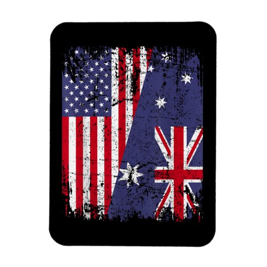 AUSTRALIA ROOTS Half-American Flag AUSTRALIË Magneet (Verticaal)