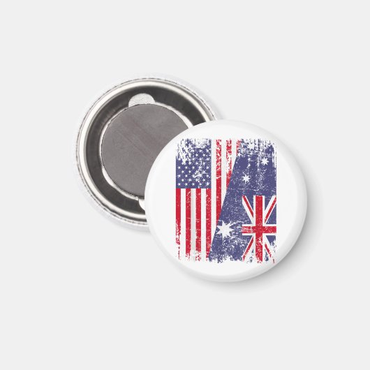 AUSTRALIA ROOTS Half-American Flag AUSTRALIË Magneet (Voorkant / Achterkant)