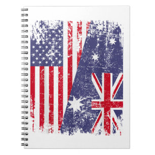AUSTRALIA ROOTS Half-American Flag AUSTRALIË Notitieboek