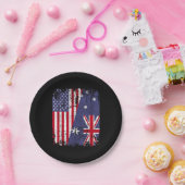 AUSTRALIA ROOTS Half-American Flag AUSTRALIË Papieren Bordje (Feest)