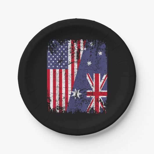 AUSTRALIA ROOTS Half-American Flag AUSTRALIË Papieren Bordje (Voorkant)