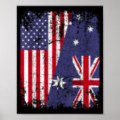 AUSTRALIA ROOTS Half-American Flag AUSTRALIË Poster (Voorkant)