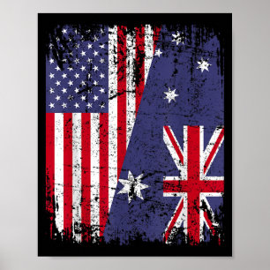 AUSTRALIA ROOTS Half-American Flag AUSTRALIË Poster