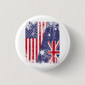 AUSTRALIA ROOTS Half-American Flag AUSTRALIË Ronde Button 3,2 Cm (Voorkant)