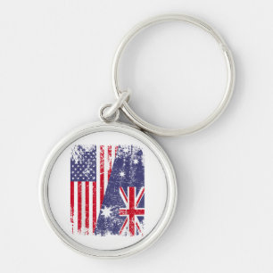 AUSTRALIA ROOTS Half-American Flag AUSTRALIË Sleutelhanger
