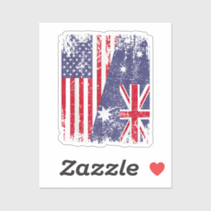AUSTRALIA ROOTS Half-American Flag AUSTRALIË Sticker