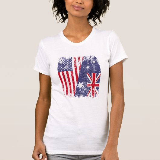 AUSTRALIA ROOTS Half-American Flag AUSTRALIË T-shirt (Voorkant)