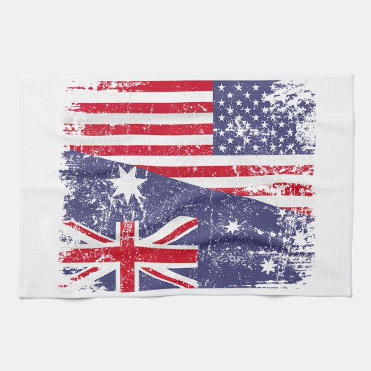 AUSTRALIA ROOTS Half-American Flag AUSTRALIË Theedoek (Horizontaal)