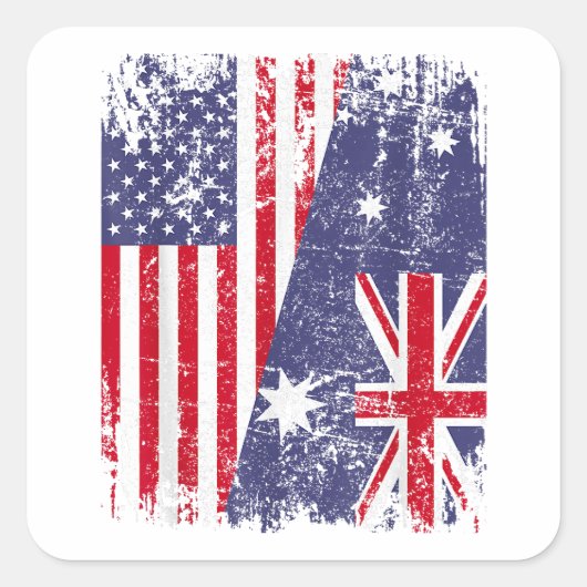 AUSTRALIA ROOTS Half-American Flag AUSTRALIË Vierkante Sticker (Voorkant)