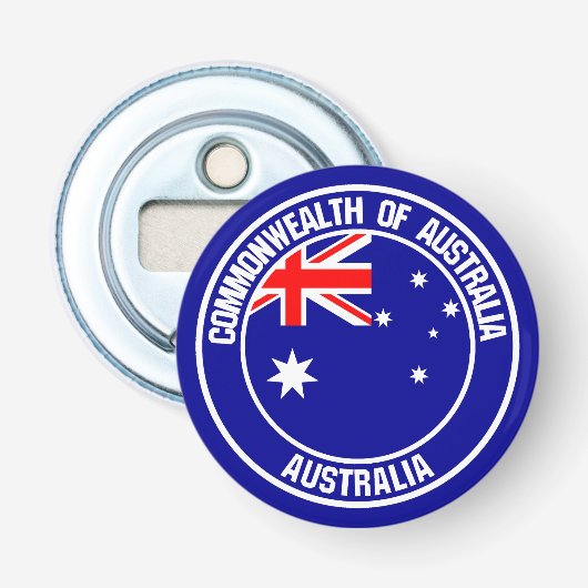 Australia Round Emblem Button Flesopener (Voorkant)