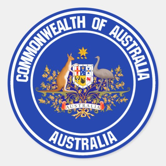 Australia Round Emblem Ronde Sticker (Voorkant)