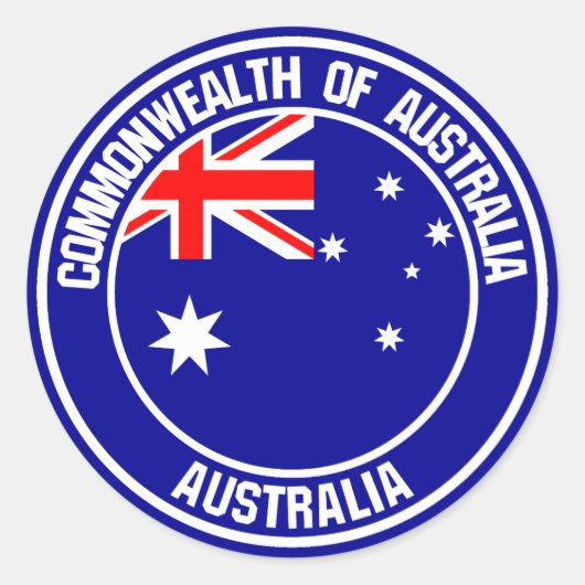 Australia Round Emblem Ronde Sticker (Voorkant)