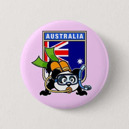 Australia Scuba Diving Panda Ronde Button 5,7 Cm (Voorkant)