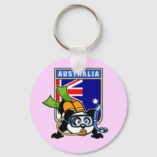 Australia Scuba Diving Panda Sleutelhanger (Voorkant)