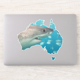 Australia Shape Great White Shark Close Sticker