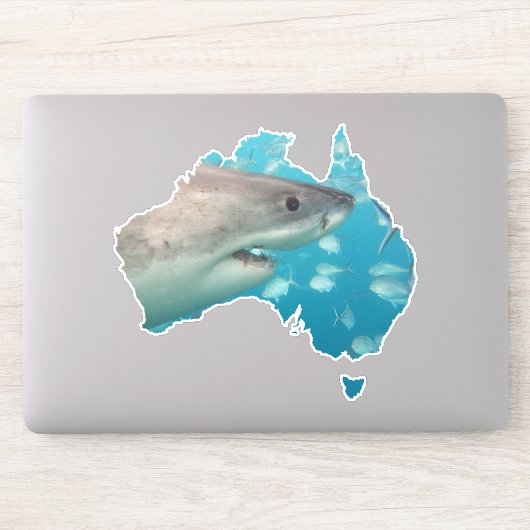Australia Shape Great White Shark Close Sticker (Computer)