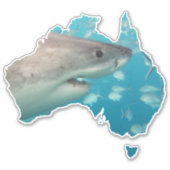 Australia Shape Great White Shark Close Sticker (Voorkant)