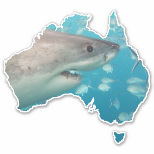 Australia Shape Great White Shark Close Sticker (Voorkant)