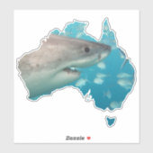 Australia Shape Great White Shark Close Sticker (Vel)
