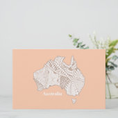 Australia Souvenir Map Art Briefpapier (Staand voorkant)