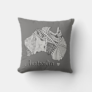 Australia Souvenir Map Art Grey Sierkussen
