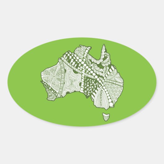 Australia Souvenir Map Art Ovale Sticker (Voorkant)