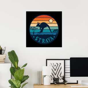 Australia Straya Retro Kangaroo Aussie Poster