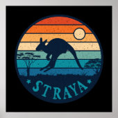 Australia Straya Retro  Kangaroo Aussie Poster (Voorkant)