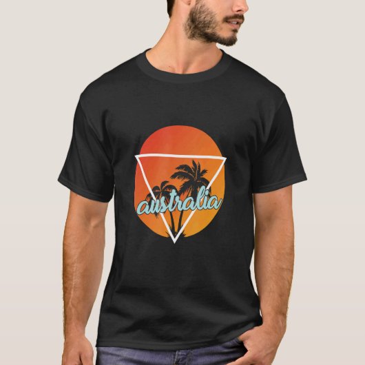 Australia Sun Shaped Triangle With Palmes T-shirt (Voorkant)