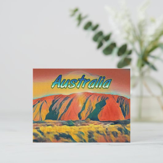 Australia Uluru Ayers Rock surreal Briefkaart (Staand voorkant)