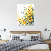 Australia — Watercolor Golden Wattle Canvas Afdruk (Insitu (Slaapkamer))