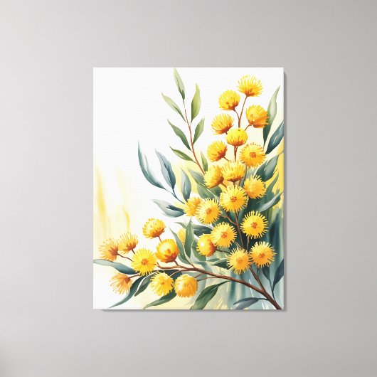 Australia — Watercolor Golden Wattle Canvas Afdruk (Voorkant)
