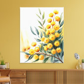 Australia — Watercolor Golden Wattle Canvas Afdruk (Insitu (Woonkamer))