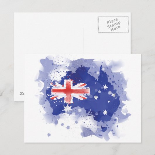 Australia Watercolor Map Briefkaart (Voorkant / Achterkant)