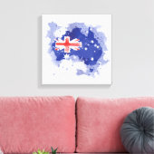 Australia Watercolor Map Canvas Afdruk (Insitu (Woonkamer))