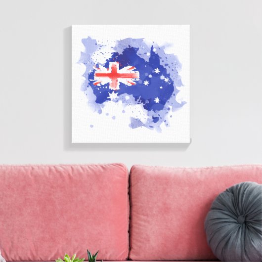 Australia Watercolor Map Canvas Afdruk (Insitu (Woonkamer))