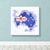 Australia Watercolor Map Canvas Afdruk (Insitu (Houten vloer))