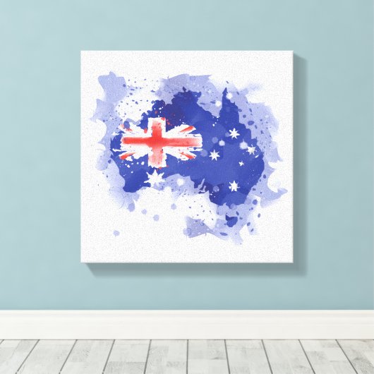 Australia Watercolor Map Canvas Afdruk (Insitu (Houten vloer))